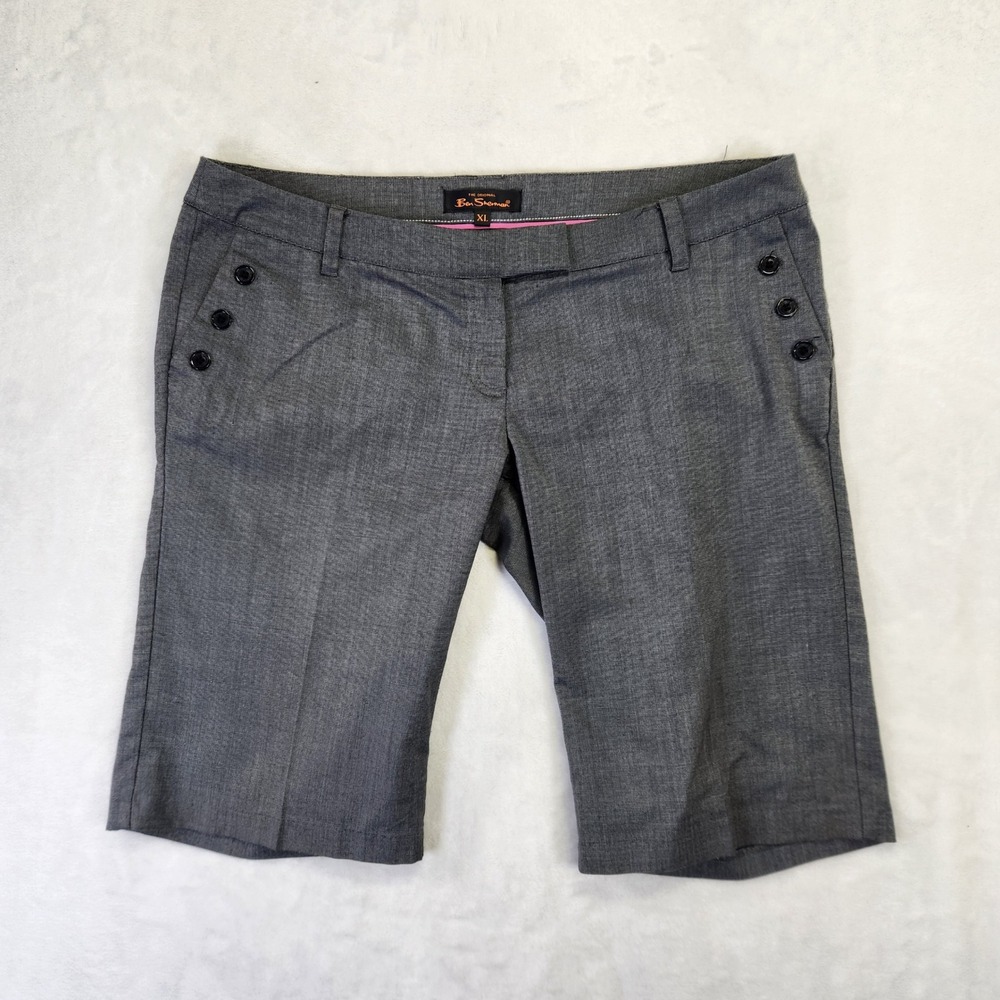 Ben Sherman Mens Grey Tailored Button Detail Shorts XL GT6002 Charcoal